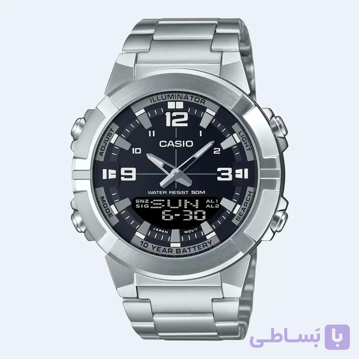 ساعت مچی کاسیو AMW-870D-1A  |استیل | آنالوگ دیجیتال | ضد آب ۵۰ متر | اورجینال