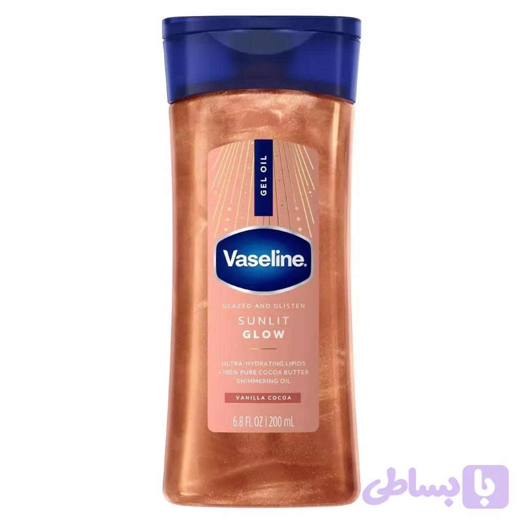 ژل روغنی براق‌کننده بدن وازلین مدل سان‌ لیت گلو | Vaseline Glazed & Glisten Sunlit Glow Gel Oil Vanilla Cocoa — تصویر 1