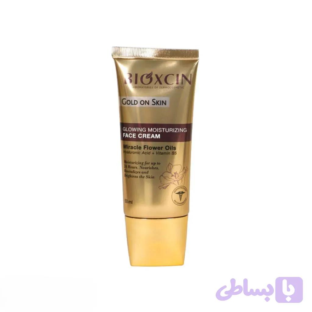 كرم مرطوب كننده و براق كننده لومی گلوشن بيوكسين | Bioxcin Gold On Skin Glowing Moisturizing Face Cream 50ml — تصویر 1