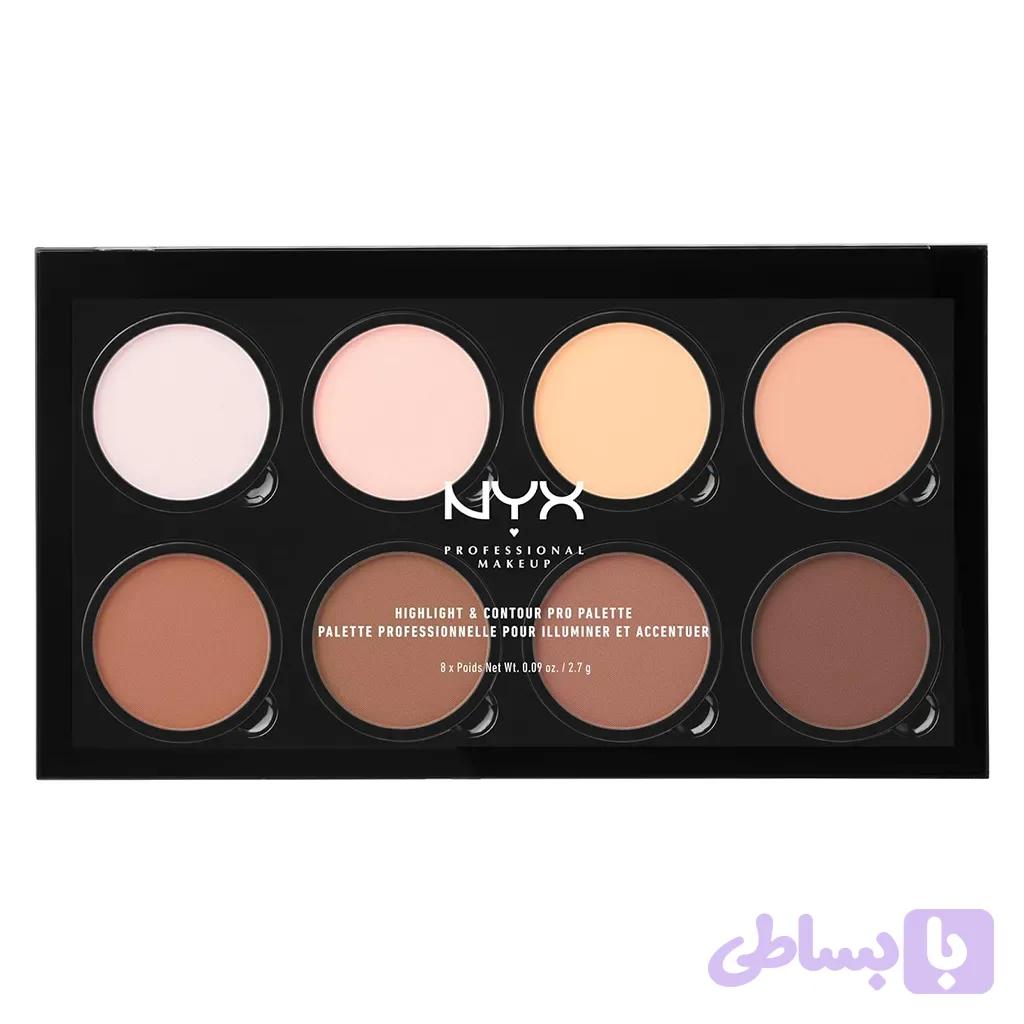 پالت کانتور و هایلایتر حرفه‌ای نیکس ۸ رنگ مدل Highlight & Contour Pro Palette — تصویر 1