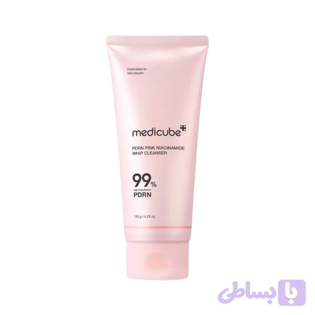 شوینده خامه‌ای PDRN و نیاسینامید مدی‌کیوب مدل PDRN Pink Niacinamide Whip Cleanser حجم 120 گرم — تصویر 1