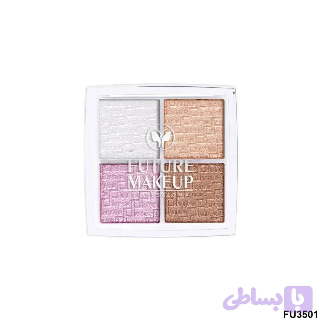 پالت هایلایتر ۴ رنگ FU3501 فیوچر میکاپ | Future Makeup 4 Color Highlighter Palette — تصویر 1