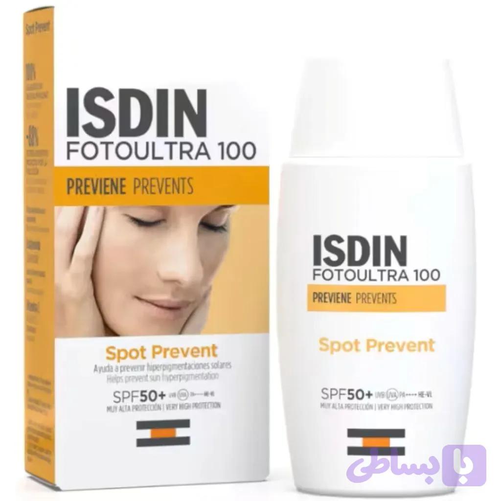 ضد آفتاب ضد لک اسپات پریونت بی رنگ ایزدین | ISDIN FotoUltra 100 Spot Prevent Fusion Fluid SPF 50+ — تصویر 1