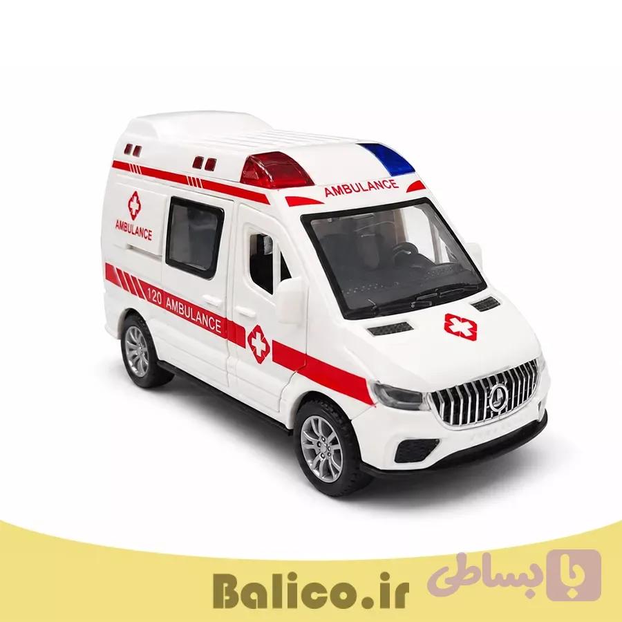 ماشین بازی مدل آمبولانس موزیکال چراغدار — تصویر 1