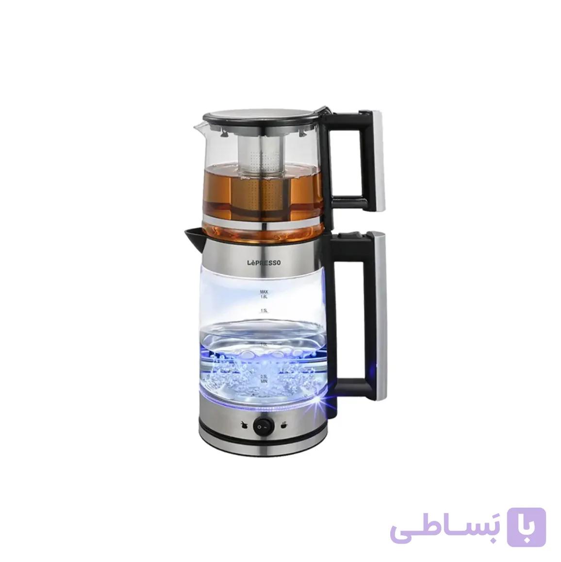 چای ساز لپرسو (اصل) با کتری شیشه ای Lepresso LPCFFM0020 Turkish Tea Glass Kettle