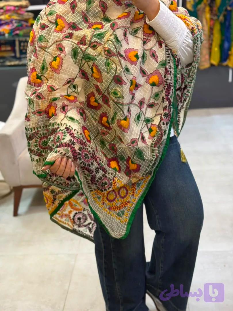 شال سوزن دوزی هندی جدید کد 230409 — تصویر 1