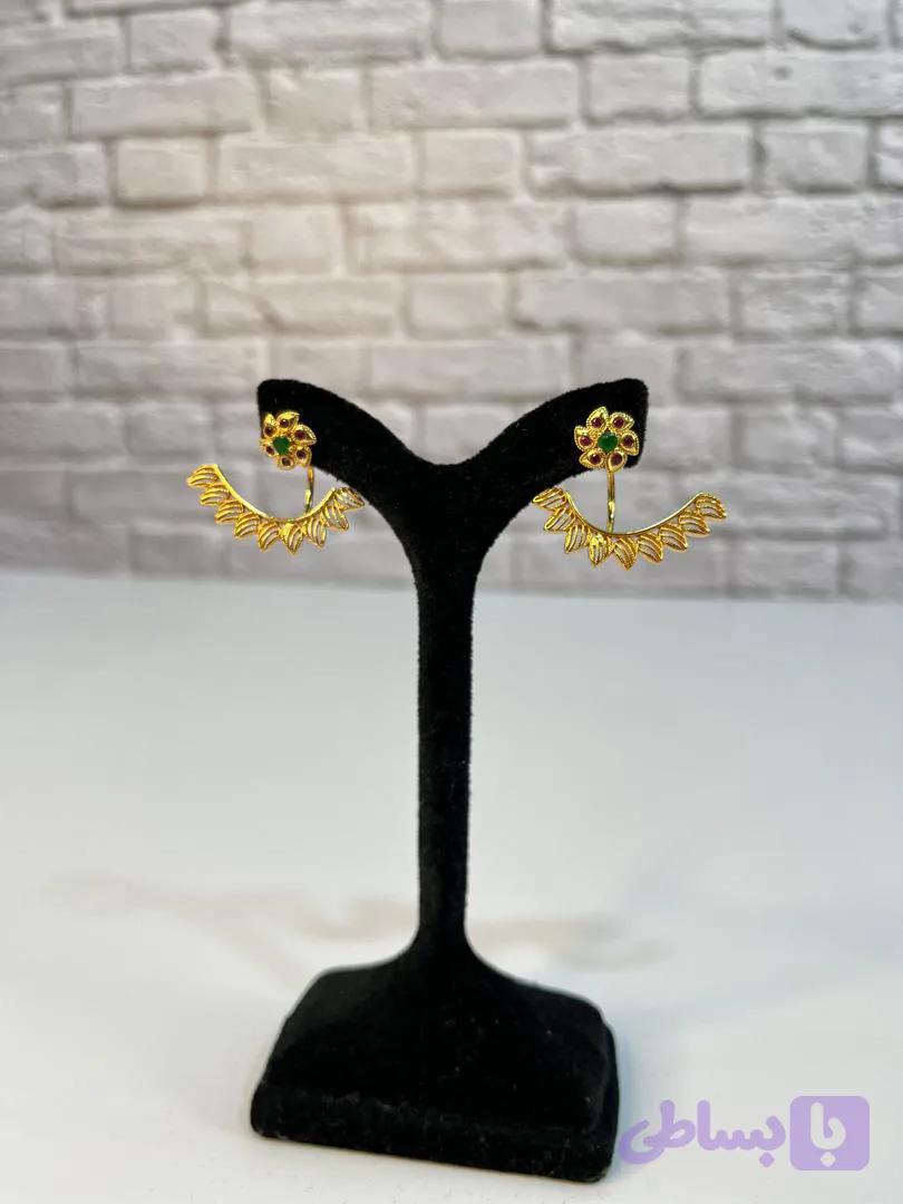 گوشواره هندی مدل گل سبز 00337 — تصویر 1