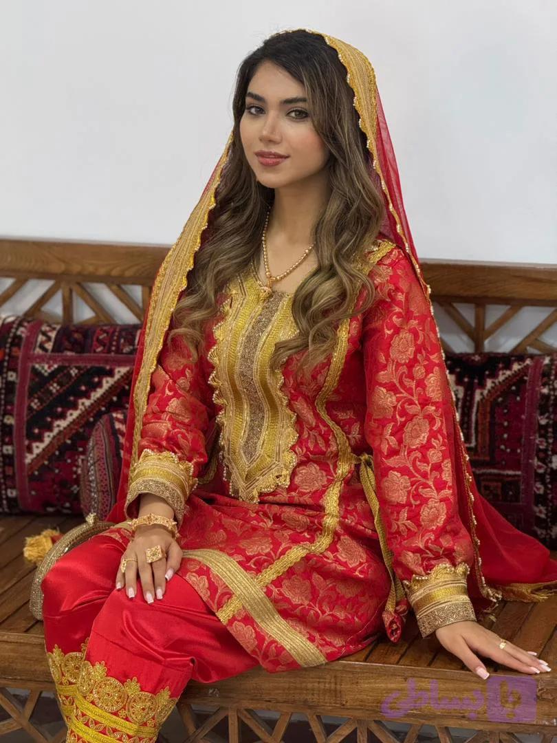 پیراهن سنتی زنانه مدل کندوره طرح بنارسی کد 100010 — تصویر 1