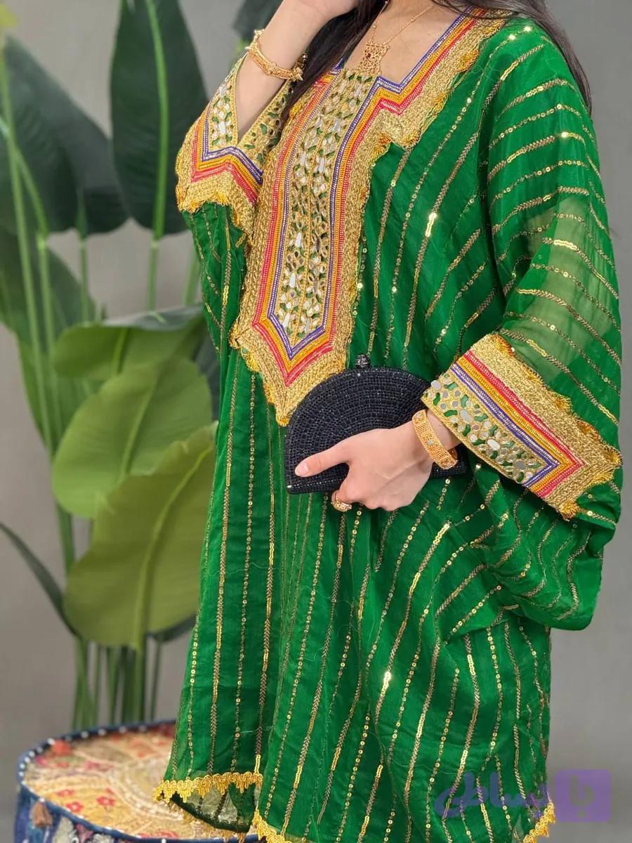 پیراهن سنتی زنانه مدل جاسکی کوتاه طرح پولک کد 211210 — تصویر 1