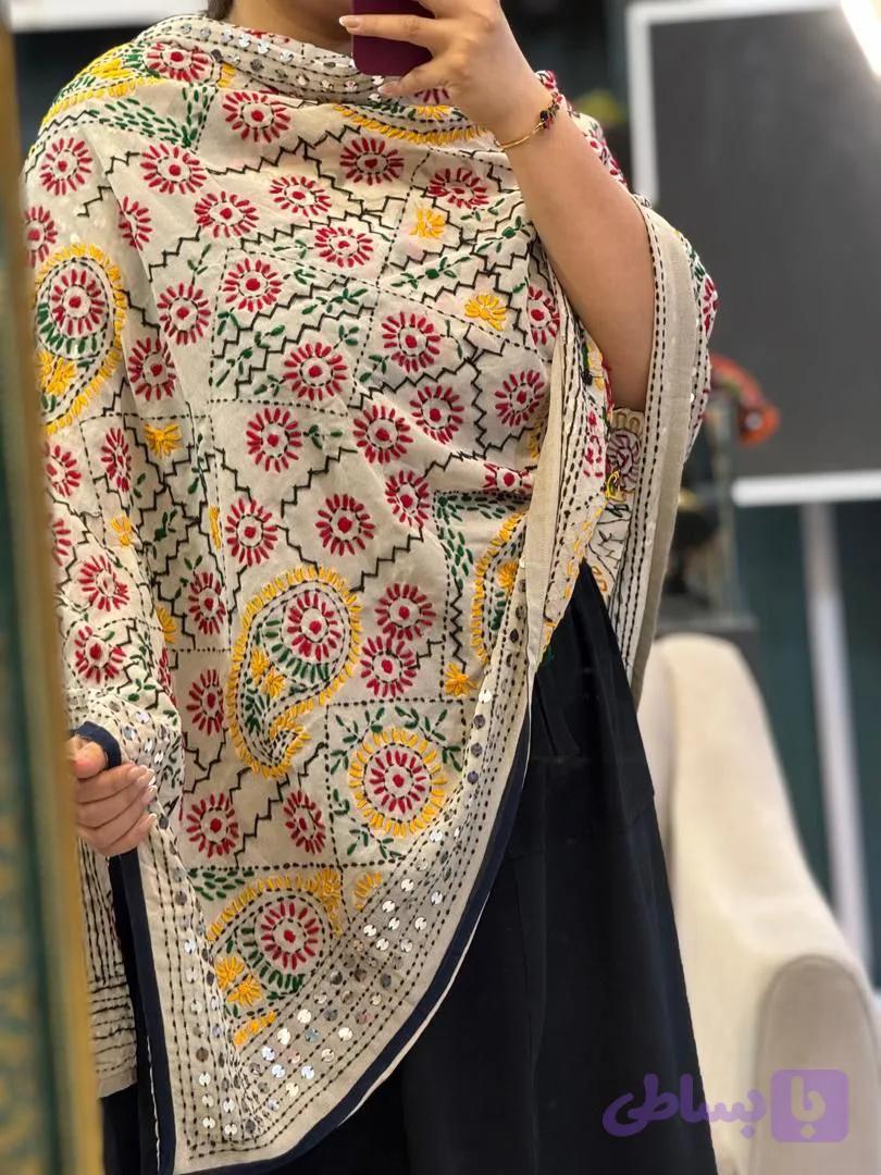 شال سوزن‌دوزی هندی کد 17416 — تصویر 1