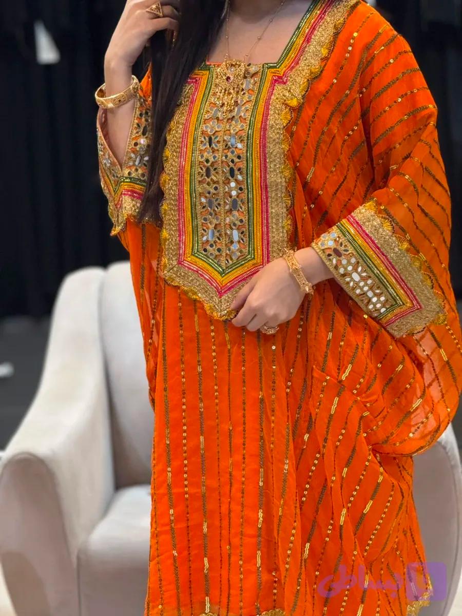 پیراهن زنانه سنتی مدل جاسکی طرح پولک کد 0123 — تصویر 1