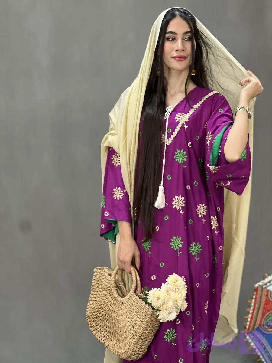 پیراهن مدل گل ابریشم 00358 — تصویر 1