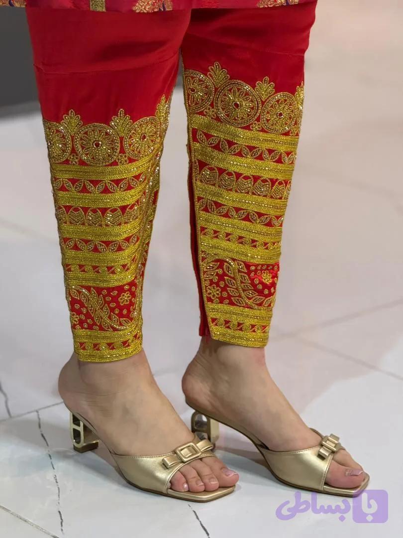 شلوار بندری جنگلی گلابتونی 14050703