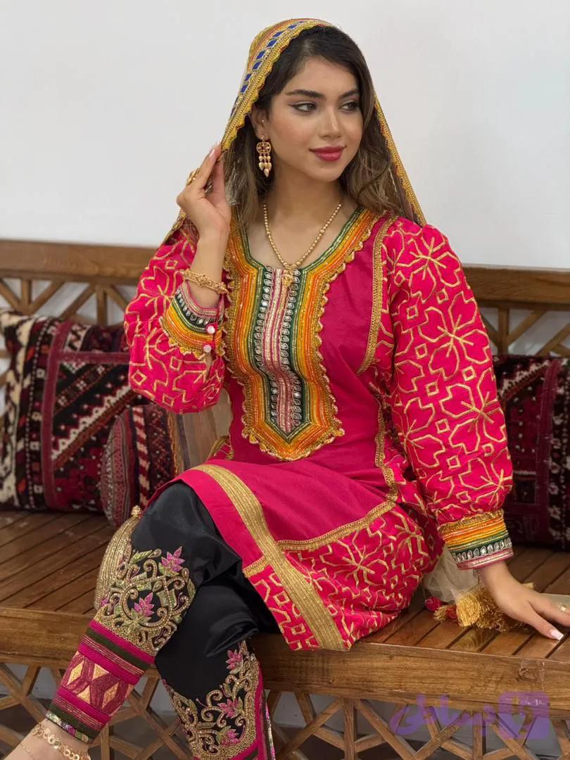 پیراهن سنتی زنانه مدل کندوره طرح گلابتون2 کد 700102 — تصویر 1