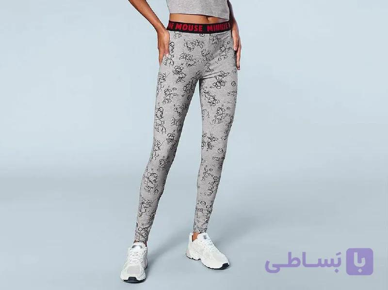 شلوار نخی زنانه دیزنی طرح میکی ماوس طوسی