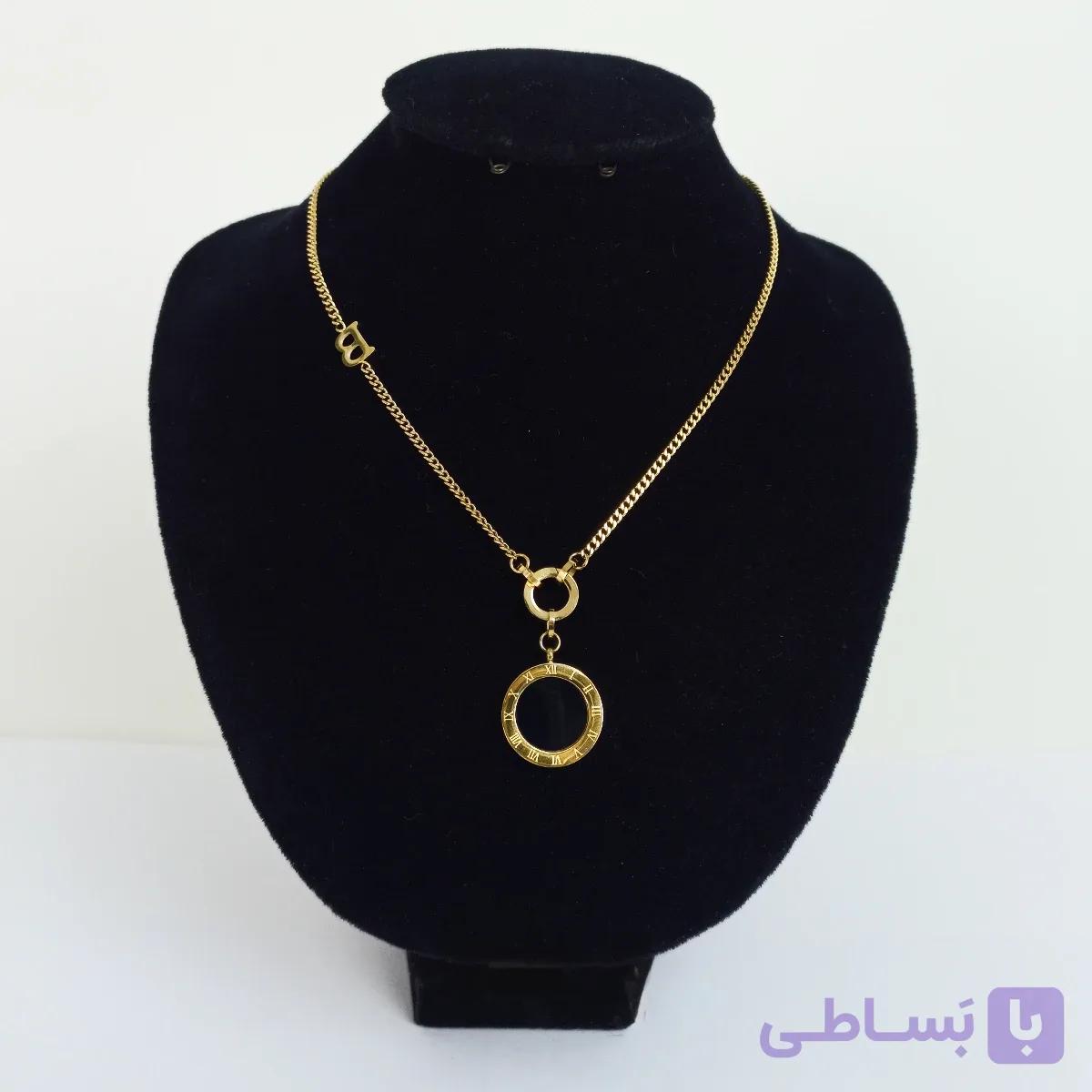 گردنبند (رولباسی) دوطرفه طرح ساعت یونانی کد 12 — تصویر 1