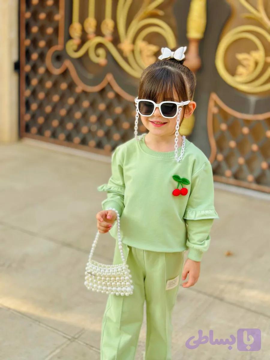 بلوز شلوار دخترانه مدل چری دورس دو نخ پنبه مناسب ۲ تا ۷ سال