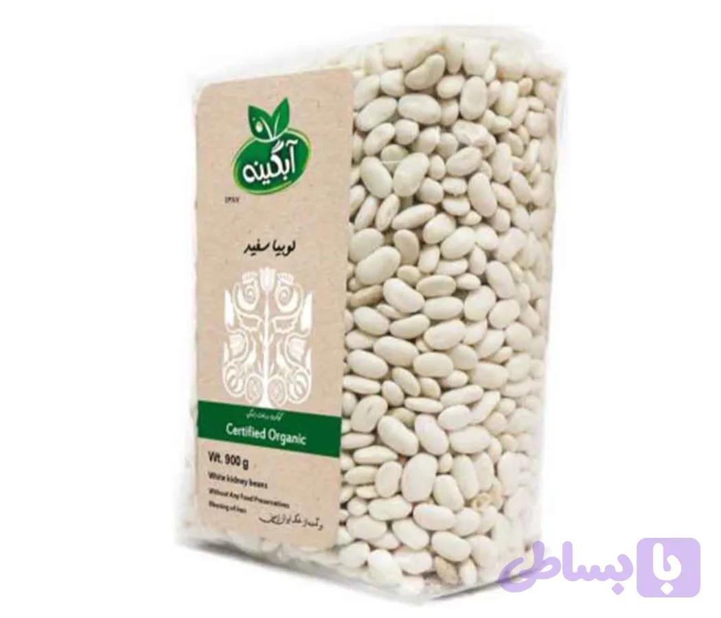 لوبیا سفید طبیعی و ارگانیک آبگینه(کشت بدون کود و سم)900گرمی