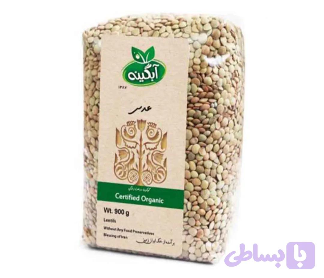 عدس طبیعی و ارگانیک آبگینه(کشت بدون کود و سم)900گرمی