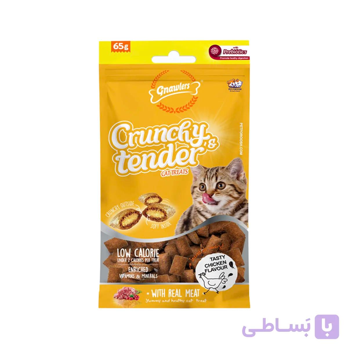 تشویقی گربه گناولرز Gnawlers 65gr نوتری مغزدار با طعم سالمون