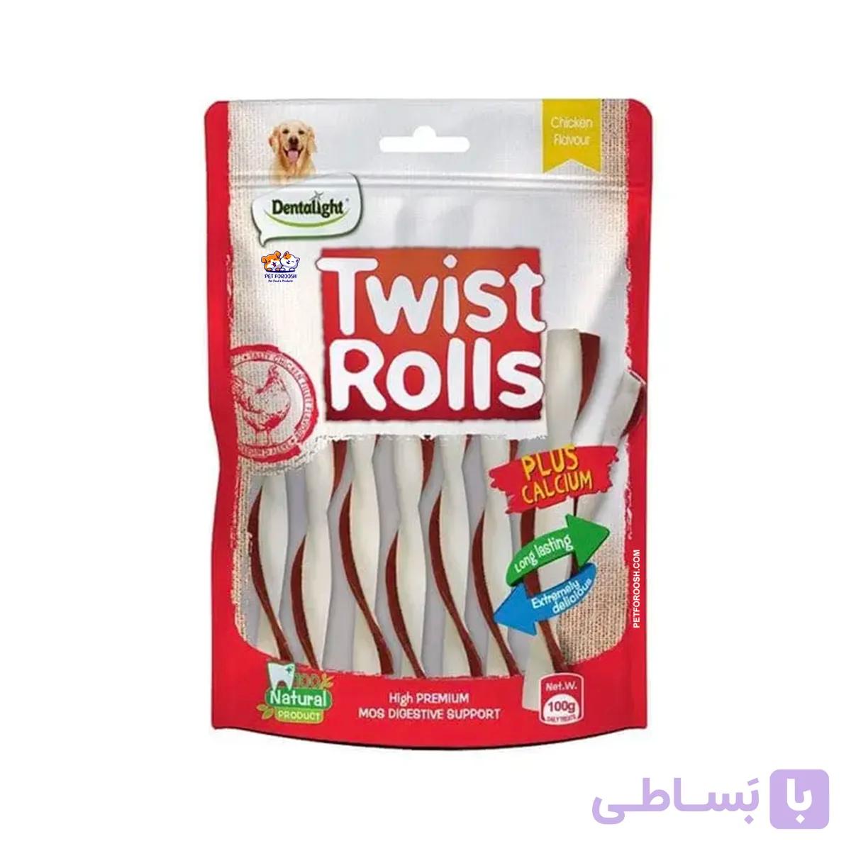 تشویقی سگ پیچی حاوی کلسیم دنتالایت Dentalight 100gr با طعم مرغ