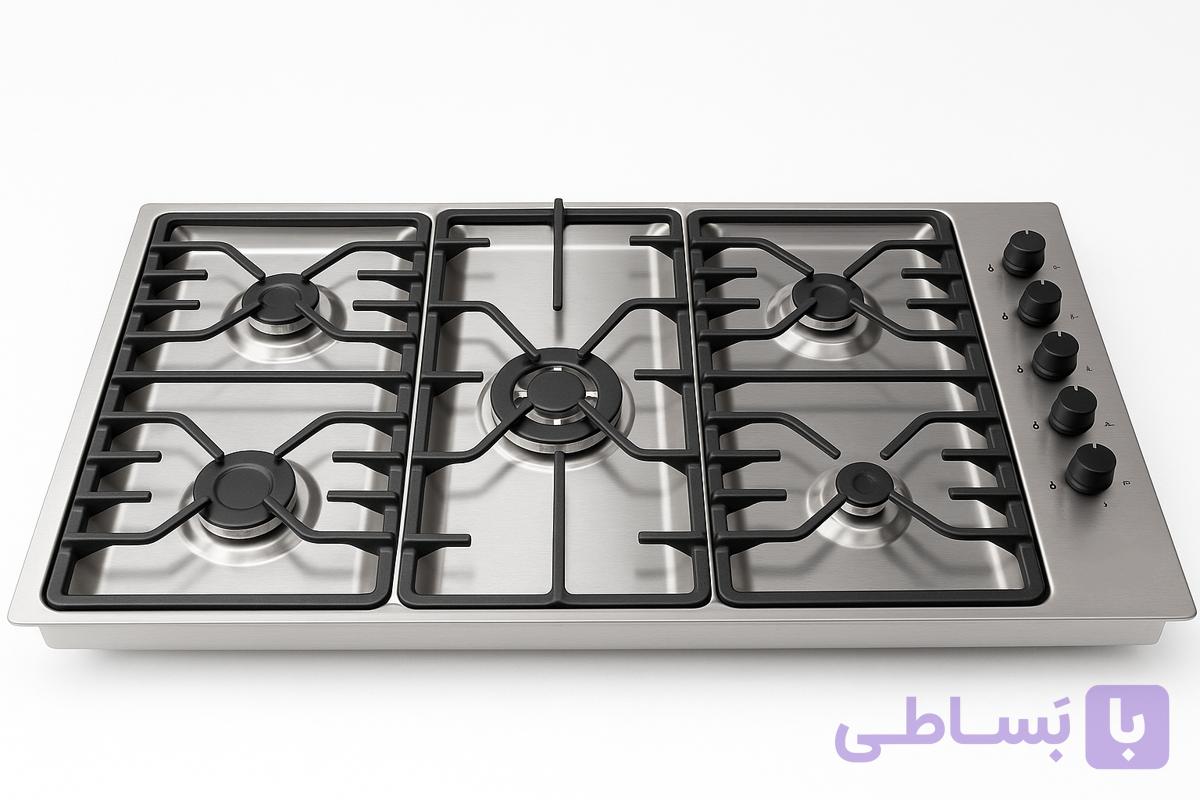 اجاق گاز پنج شعله صفحه استیل پیکسار مدل ST980NDS ( صفحه طرح بوش )