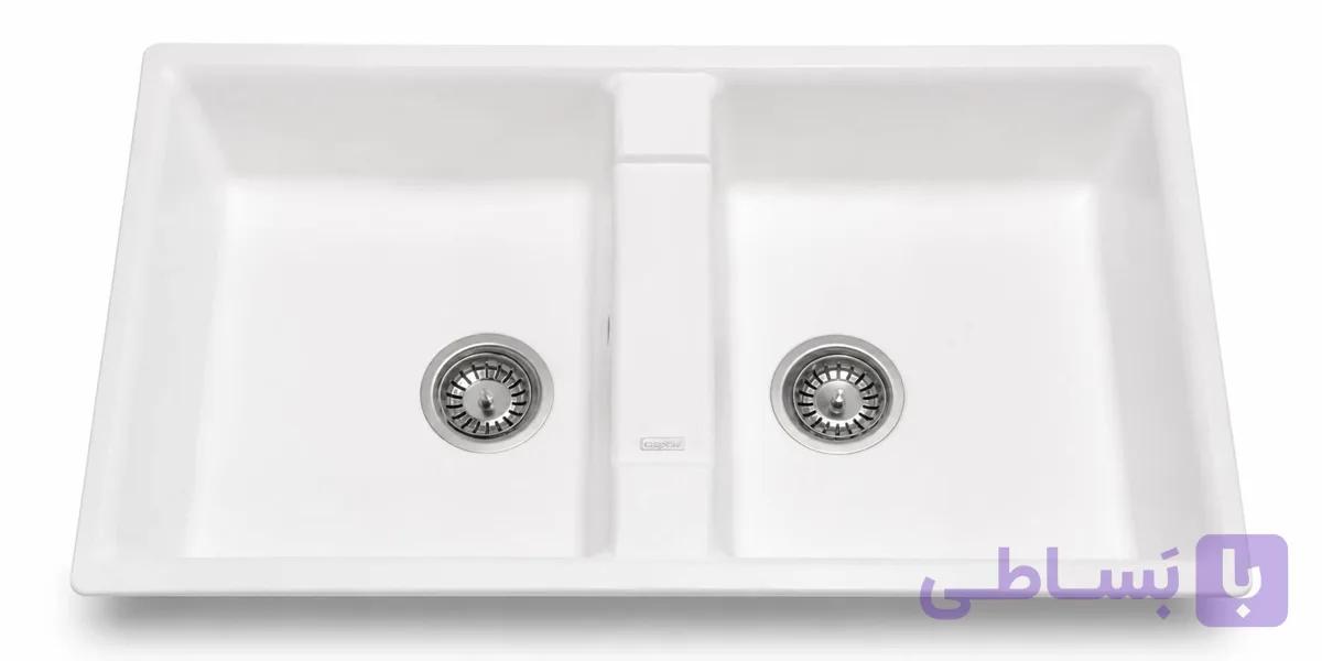سینک پیکسار مدل دو لگنه سفید