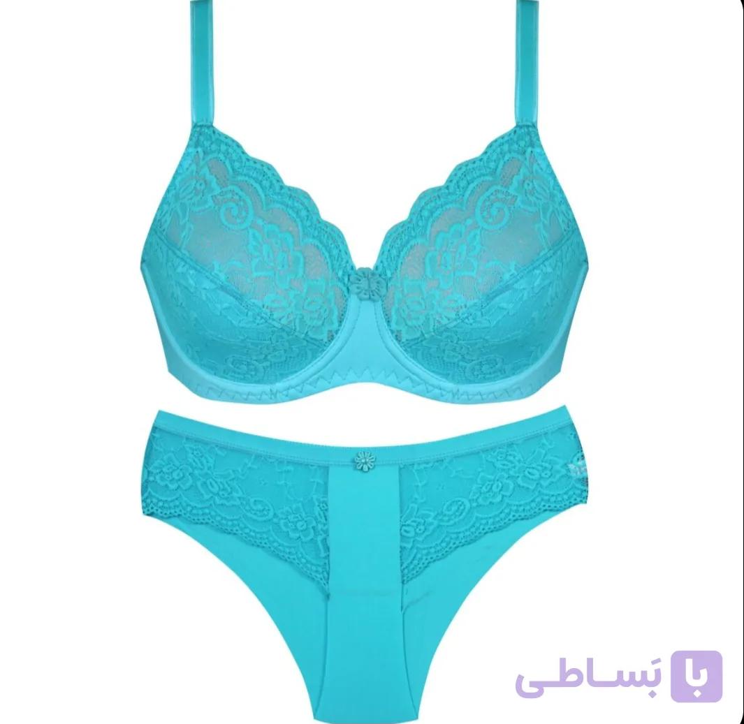 ست شورت و سوتین زنانه پانیذ مدل 9013 رنگ آبی فیروزه‌ای