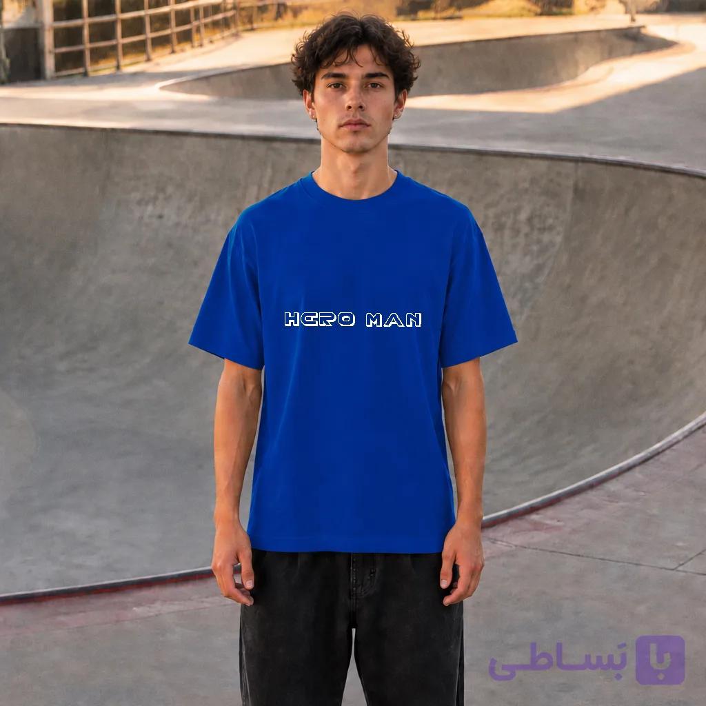 تیشرت آبی کلاسیک طرح Hero Man — تصویر 1