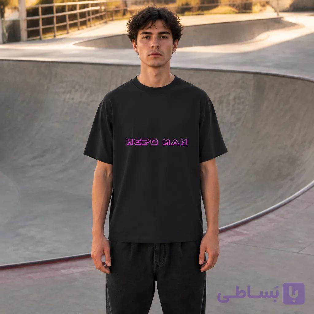 تیشرت سیاه طرح Hero Man — تصویر 1