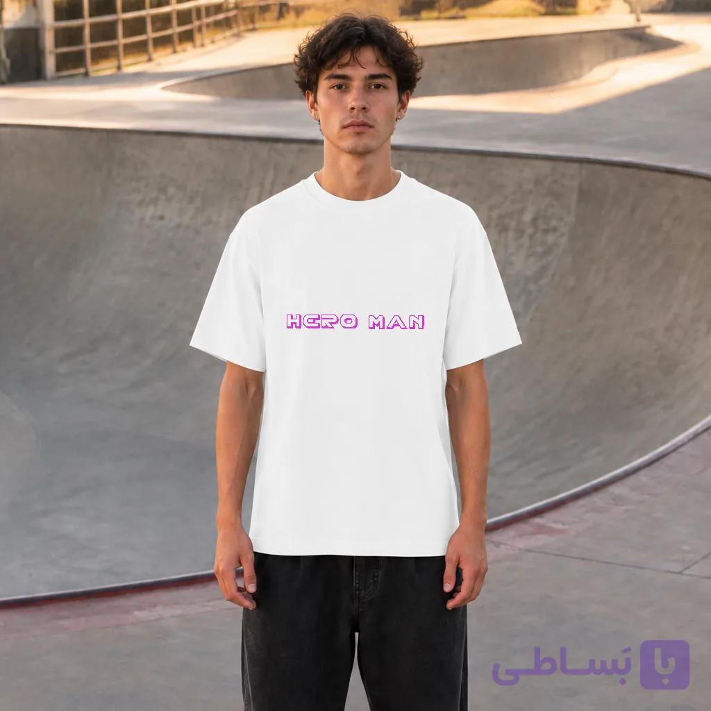 تیشرت سفید طرح Hero Man — تصویر 1