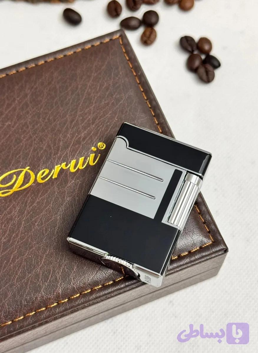 فندک گازی دروی (Derui) بغل‌زن Line 1 با جعبه چرمی اورجینال
