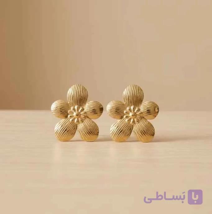 گوشواره زنانه روکش طلا طرح گل پنج‌پر