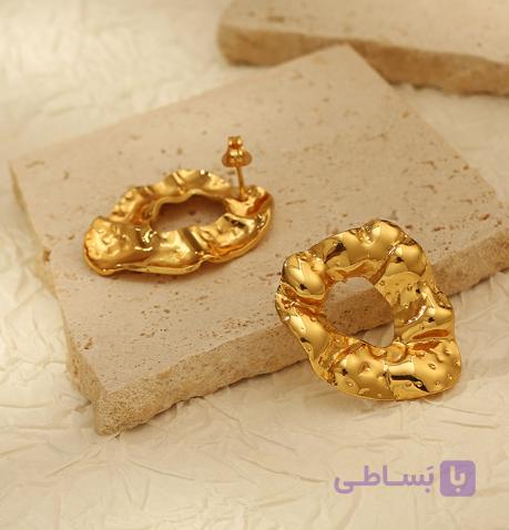 گوشواره زنانه روکش طلا طرح دفرمه — تصویر 1
