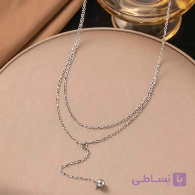 گردنبند زنانه روکش نقره طرح گوی