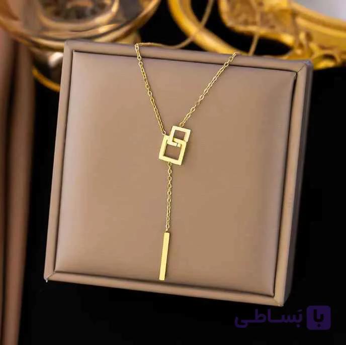 گردنبند زنانه روکش طلا طرح مربع