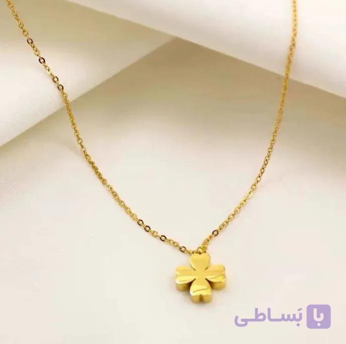 گردنبند روکش طلا طرح شبدر