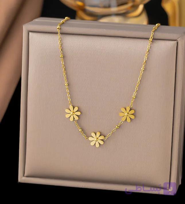 گردنبند زنانه روکش طلا طرح گل