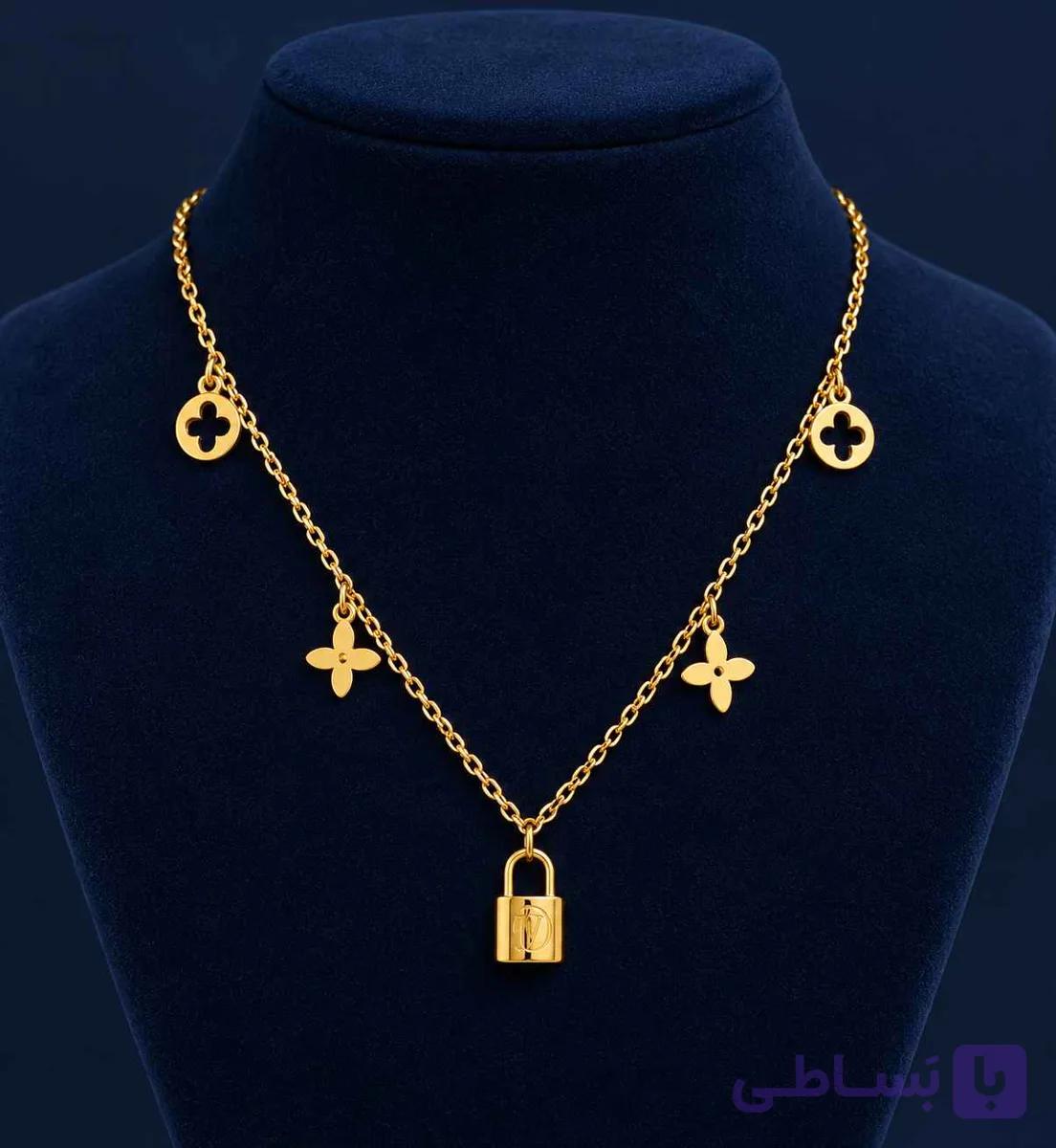 گردنبند زنانه روکش طلا طرح قفل — تصویر 1