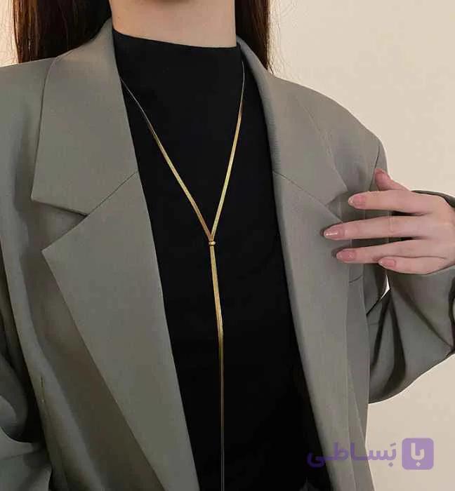 گردنبند زنانه روکش طلا مدل کراواتی — تصویر 1