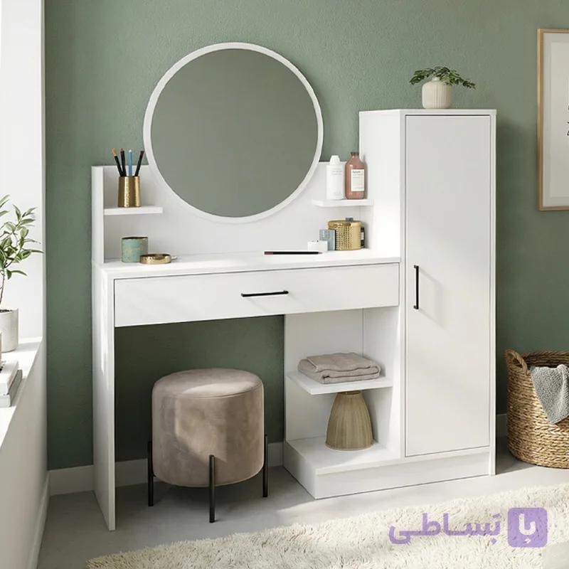 میز آرایش MDF آینه گرد مدل سانای — تصویر 1