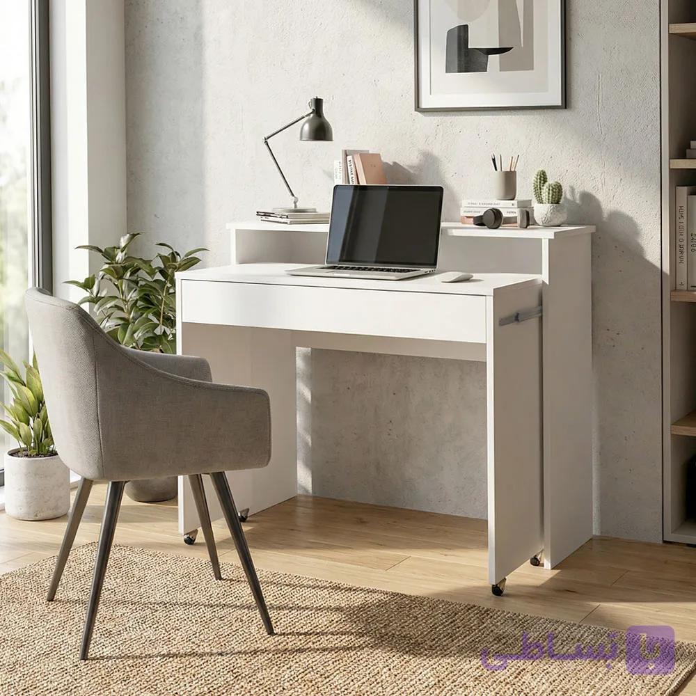 Fellos کنسول MDF – میز اداری رنگ سفید 100x40x91.8 سانتی‌متر — تصویر 1