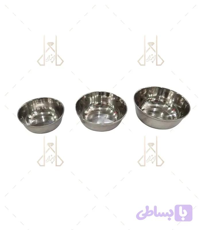 کاسه تنه‌ کار استیل هندی در سه سایز مناسب طلاسازی و کارگاهی