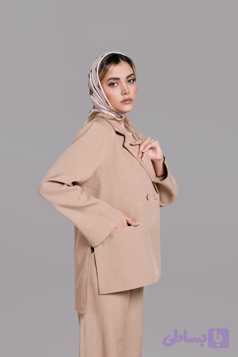کت و شلوار مدل سایه جنس پارچه کرپ گاباردین