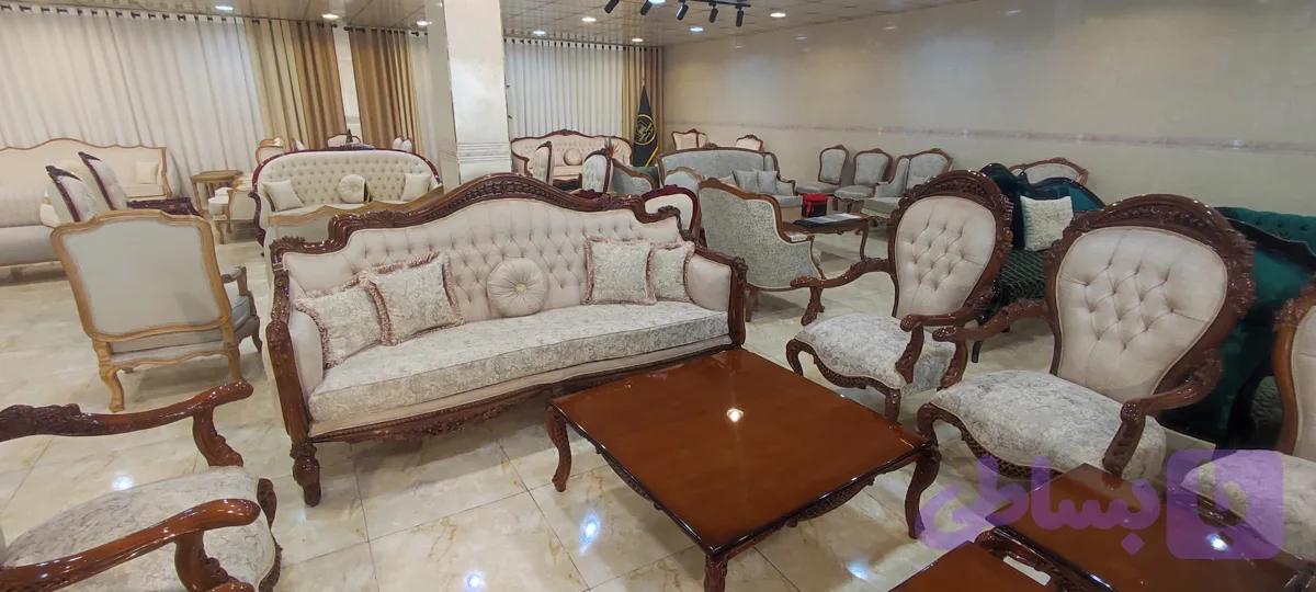 مبل کلاسیک تمام چوب راش گندم