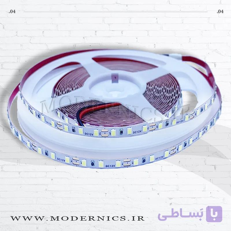 نوار ال‌ای‌دی لانستار - سفید روشن - 12 ولت  تراکم 120- عرض 5 میلی‌متر - رول 5 متری -IP22