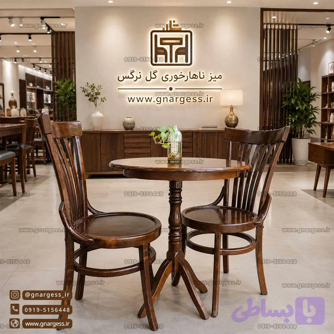 میز ناهارخوری 2 نفره چوبی لهستانی با میز گرد چوبی — تصویر 1