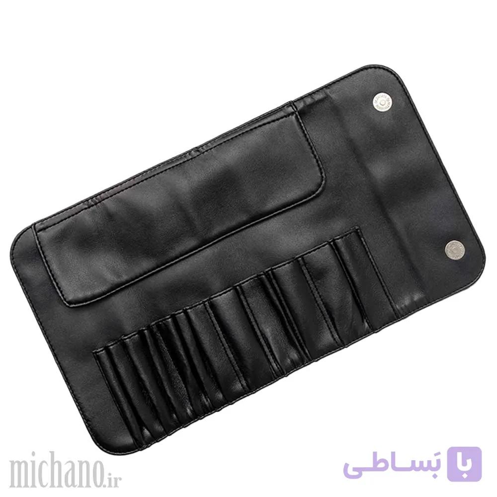 کیف چرم مخصوص براش و قلم آرایشی 12 عددی — تصویر 1