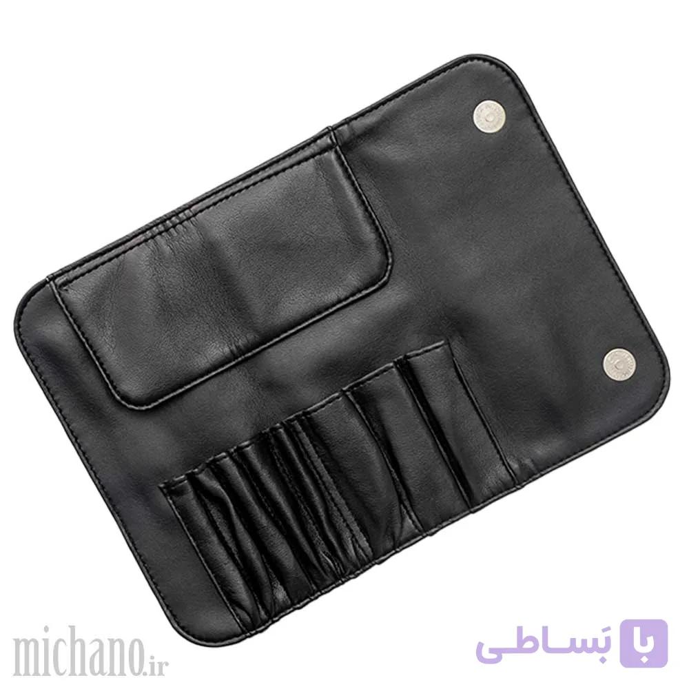 کیف چرم مخصوص براش و قلم آرایشی 8 عددی — تصویر 1