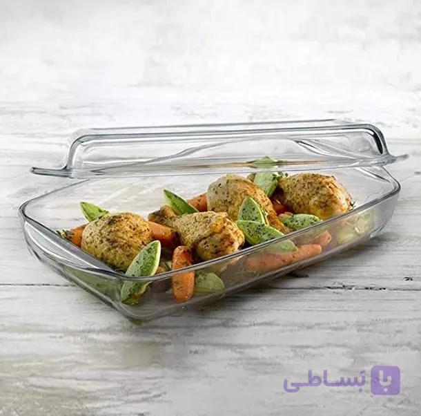 تابه پیرکس مستطیل درب دار دو طرفه برند برجام پاشاباغچه کد 59009 — تصویر 1
